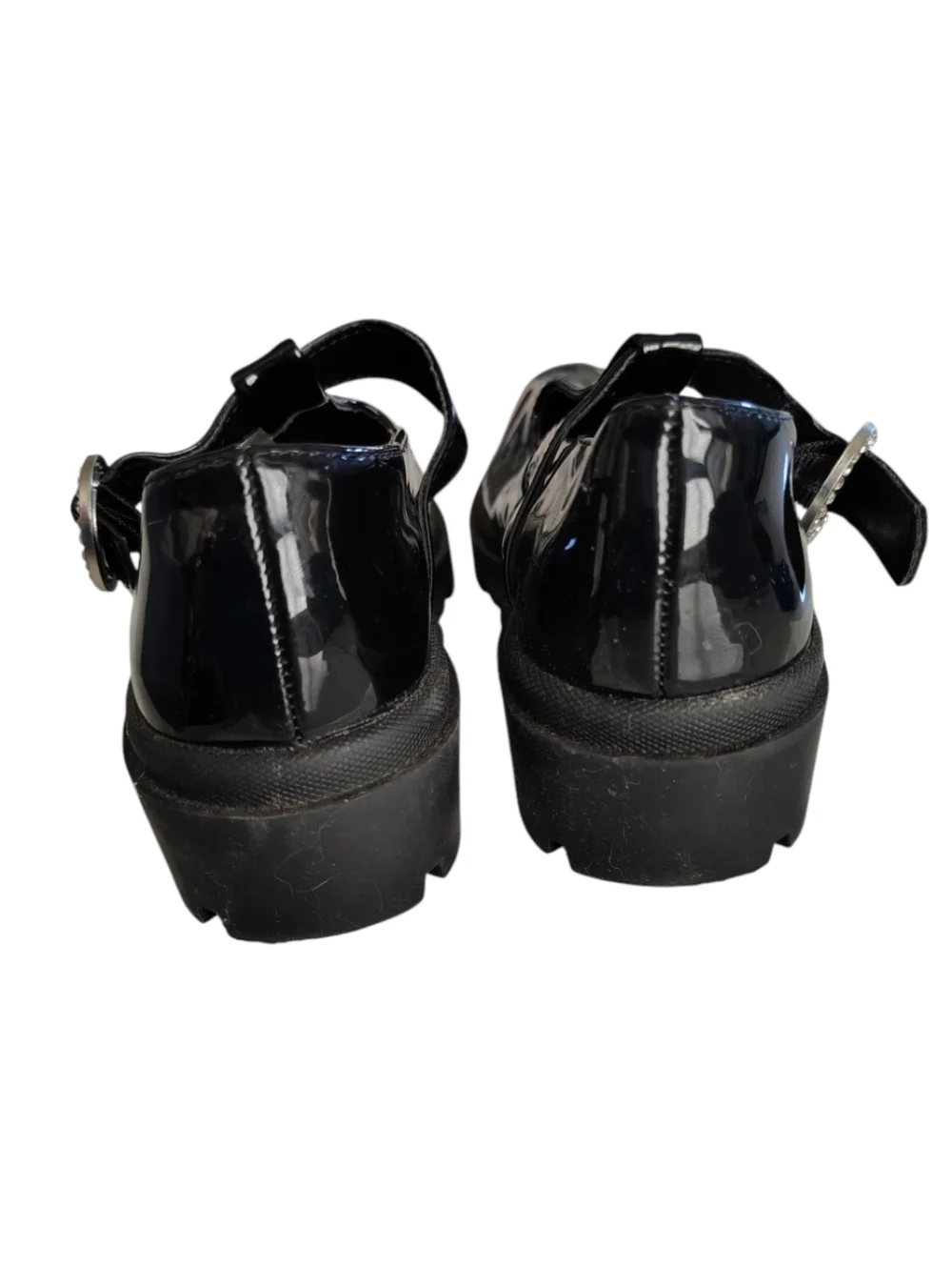 Steve Madden Mary Jane Black Patent Leather Shoes With Rhinestones Size 1 Girls